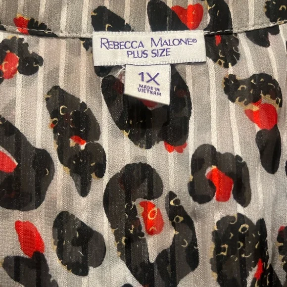 Rebecca Malone Animal Print Blouse with Red Highlights - Picture 2 of 3